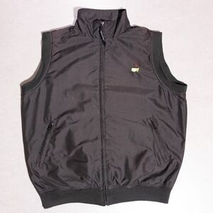 Masters Magnolia Lane Augusta Full Zip Black Windbreaker Golf Vest Men's Medium